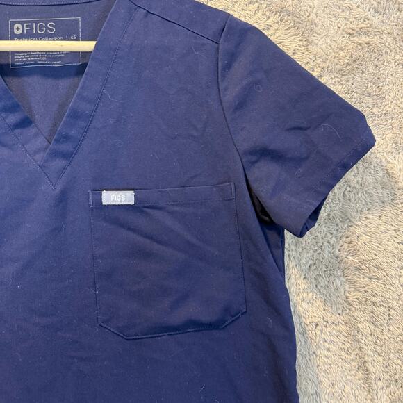 Figs Navy Blue Catarina One-Pocket Scrub Top V Neck XS women's Extra Small - Picture 3 of 7